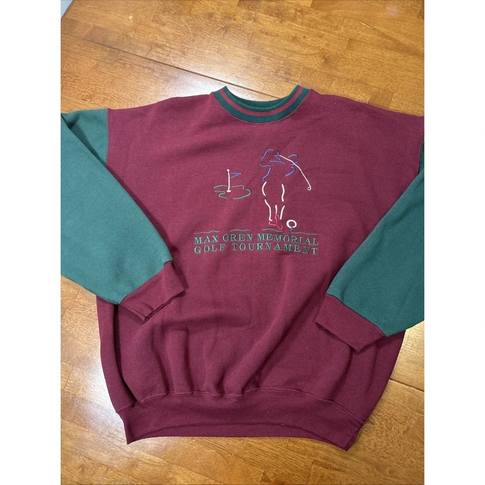 Vintage HL Miller Gold Pullover Sweatshirt Men's Size XL Made In USA Golf Red - Picture 2 of 12